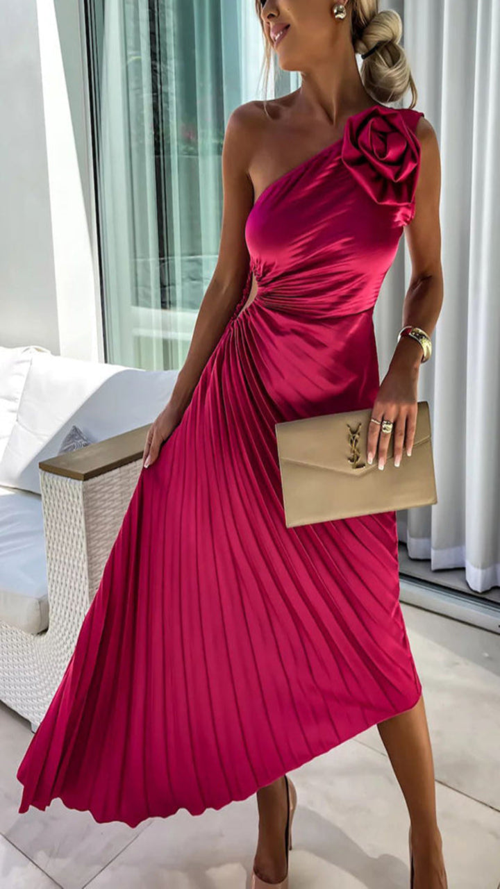 Lizel - Floral Shoulder Pleated