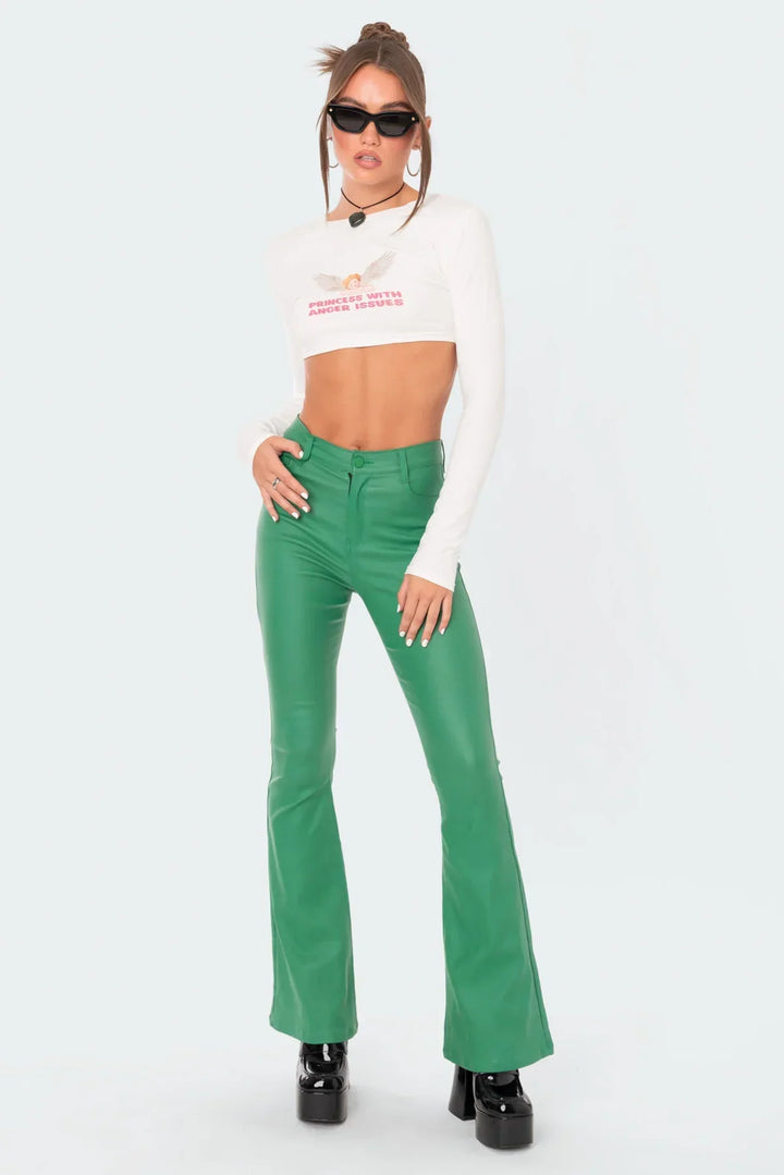 Vivian | Faux Leather Flared Pants