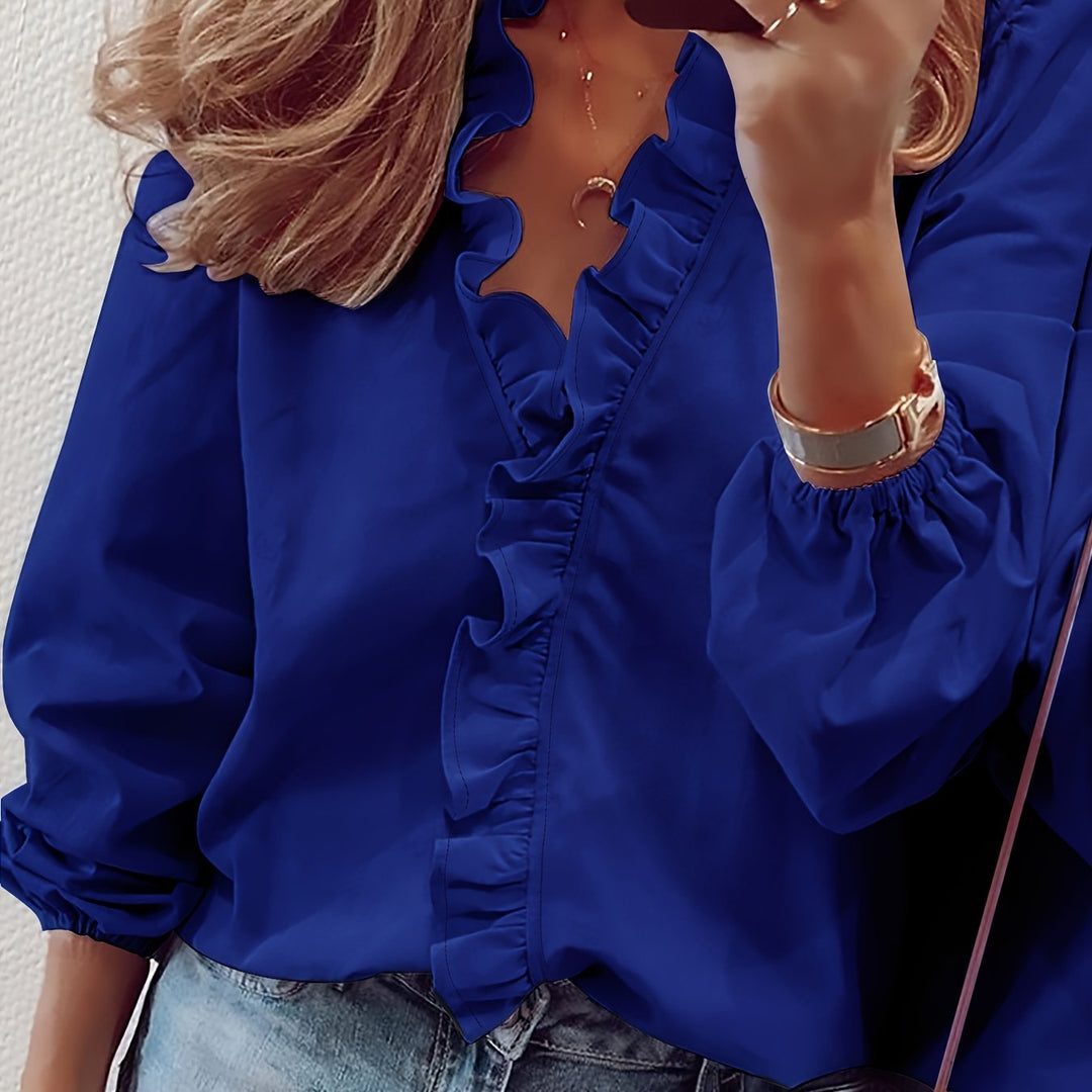 Marj – Ruffled V-Neck Blouse