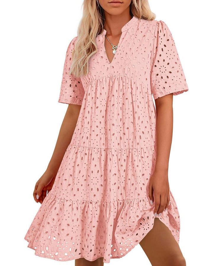 Pink Lace Ruffled Mini