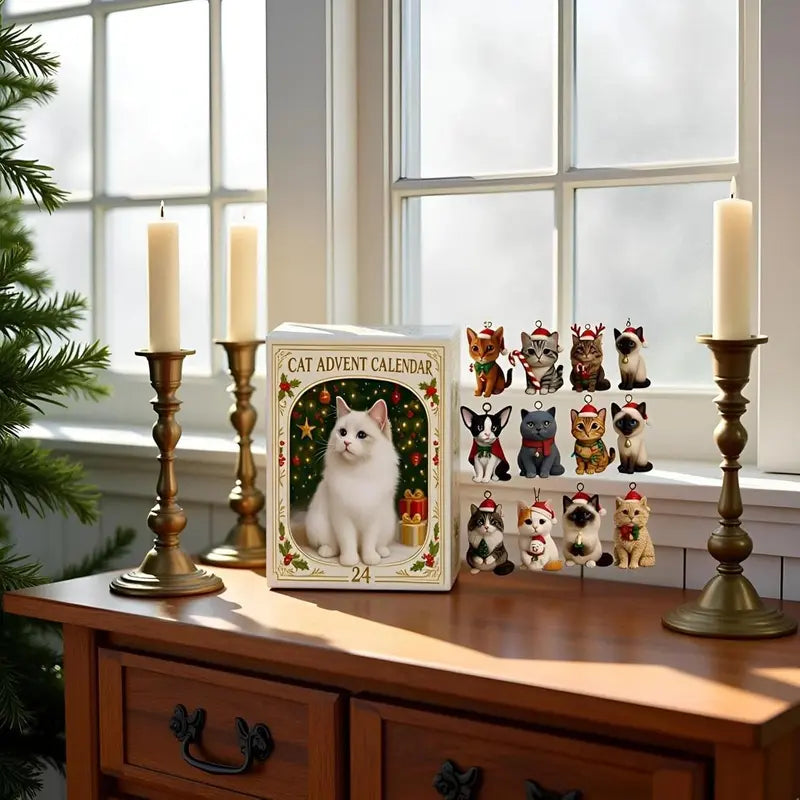 Festive Advent Calendar with 24 Cheerful Cats
