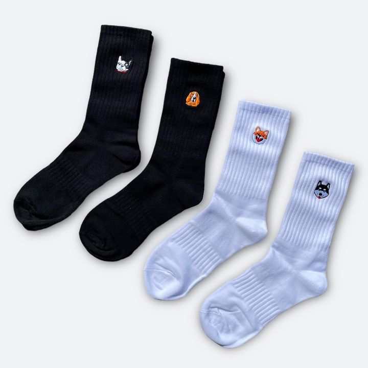 Dogs Crew 4-pack White & Black