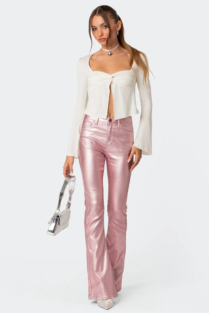 Vivian | Faux Leather Flared Pants