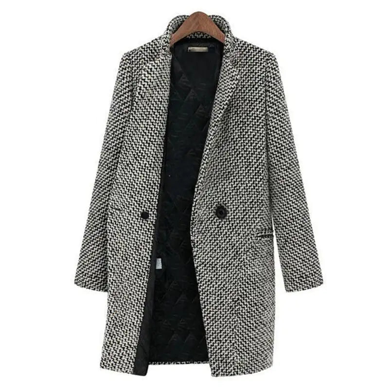 Vanessa™ | Sophisticated Checkered Long Coat