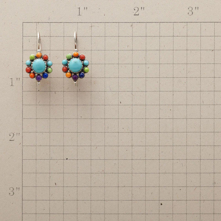 Multicolored Turquoise Round Earrings