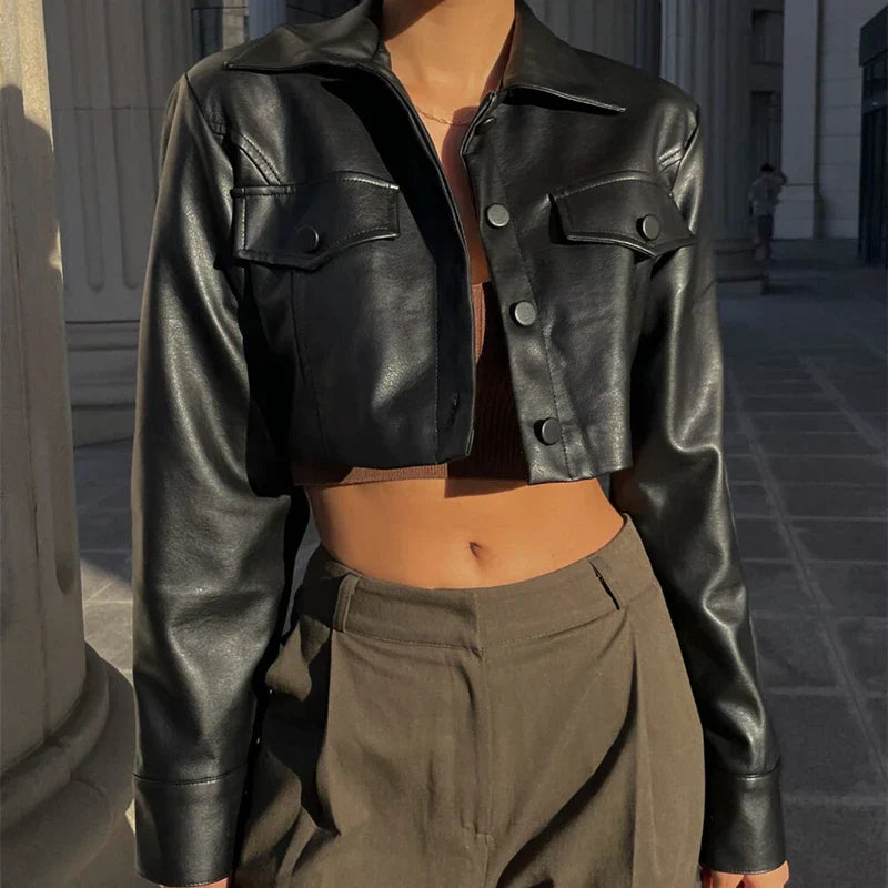 Éloise™ | Elegant Faux Leather Jacket