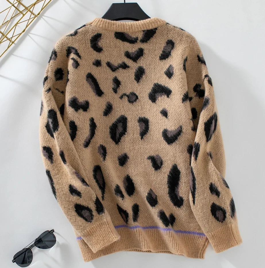 Mandu™ Leopard Print Wool Jacquard Sweater