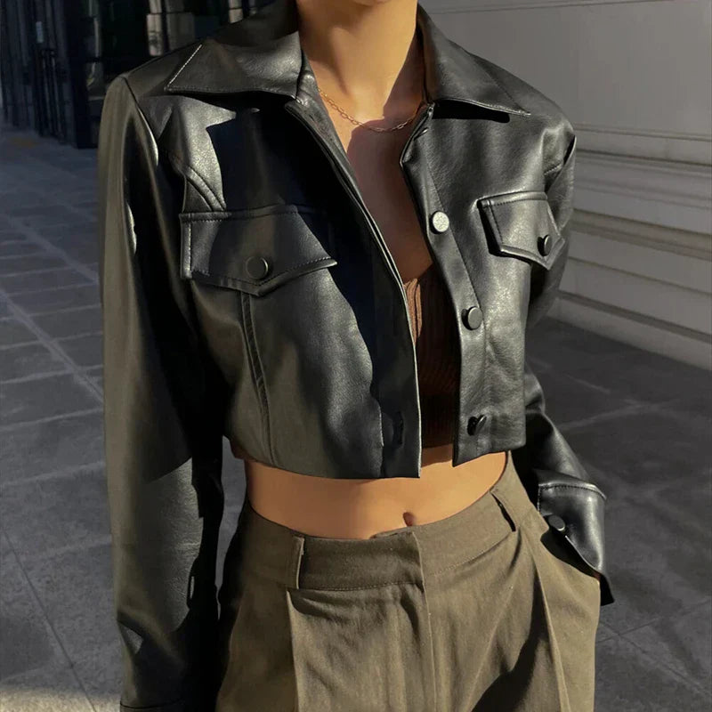 Éloise™ | Elegant Faux Leather Jacket