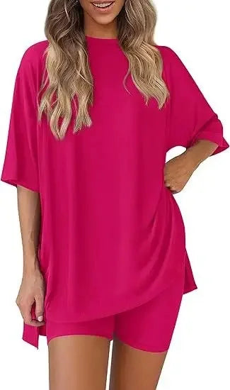 Chloe Chill Set – Oversized Shirt & Biker Shorts Duo