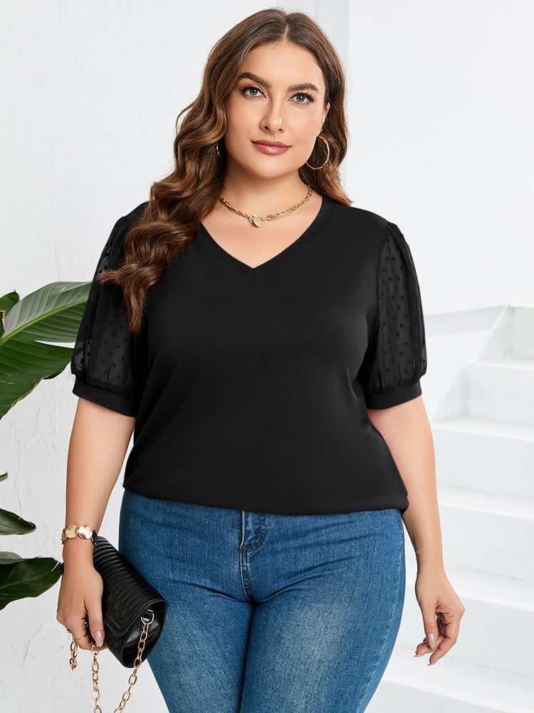 Lena – Textured Sleeve V-Neck Top