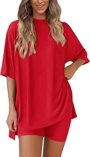 Chloe Chill Set – Oversized Shirt & Biker Shorts Duo