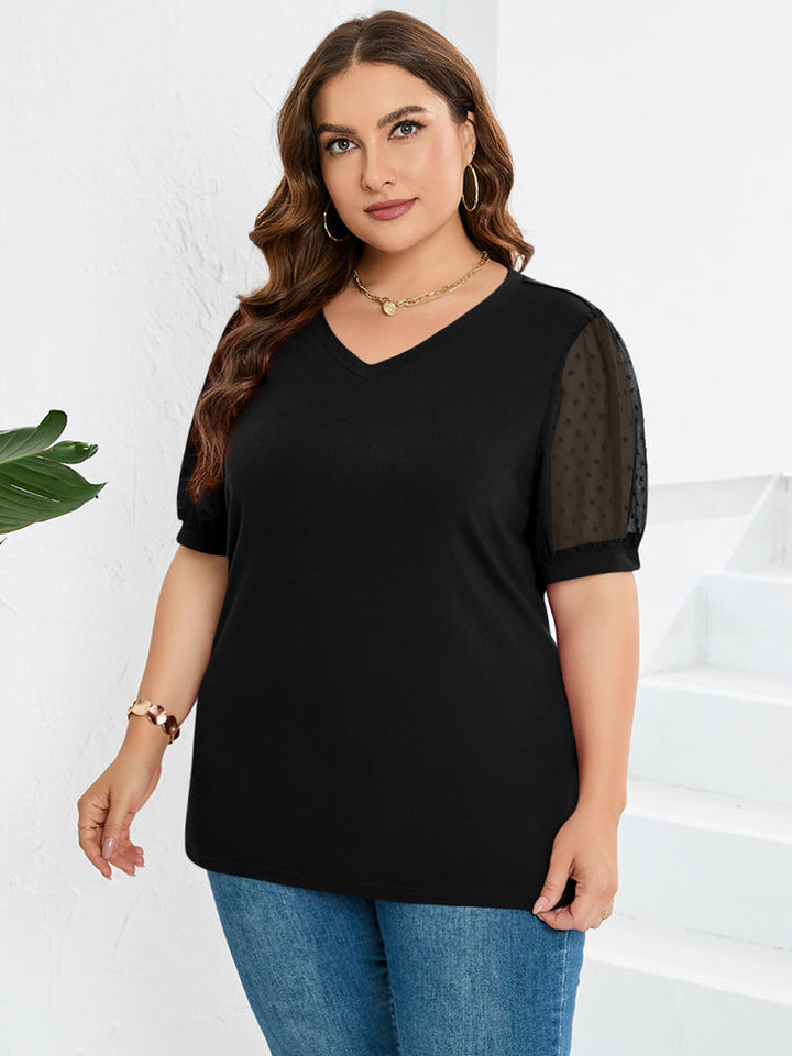Lena – Textured Sleeve V-Neck Top