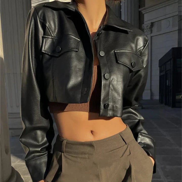 Éloise™ | Elegant Faux Leather Jacket