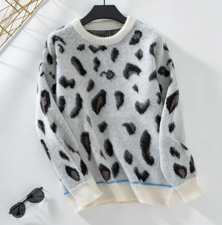 Mandu™ Leopard Print Wool Jacquard Sweater