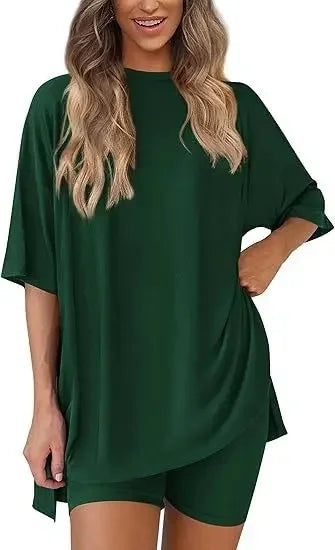 Chloe Chill Set – Oversized Shirt & Biker Shorts Duo