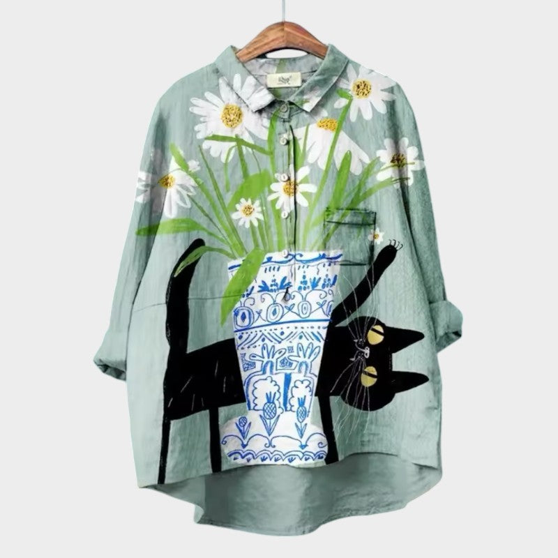 Chloe | Oversized Floral Blouse with Embracing Comfort for Carefree Days