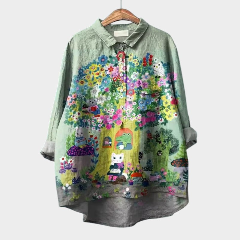 Chloe | Oversized Floral Blouse with Embracing Comfort for Carefree Days