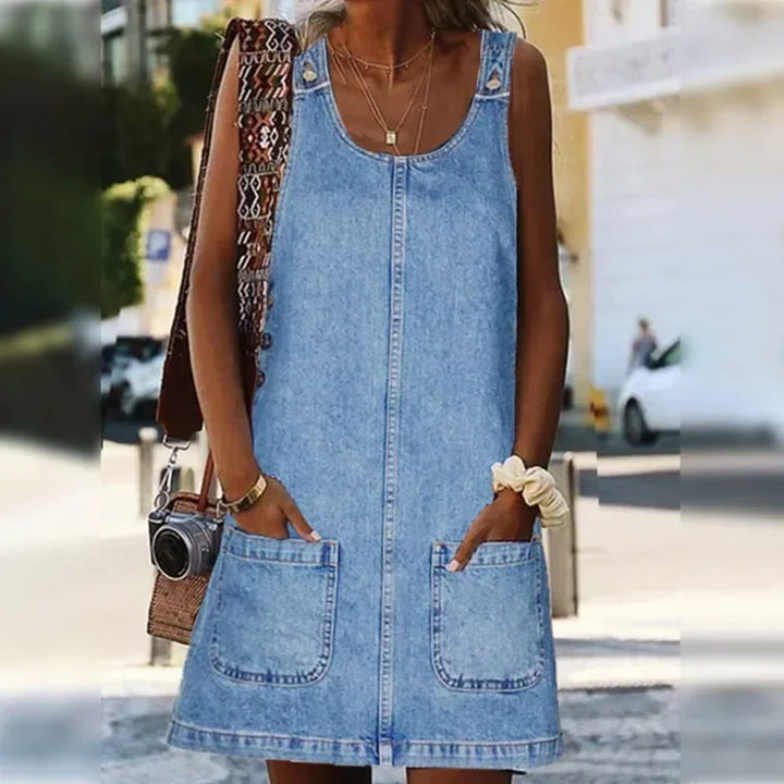 Sandy - Practical Light Denim Dress