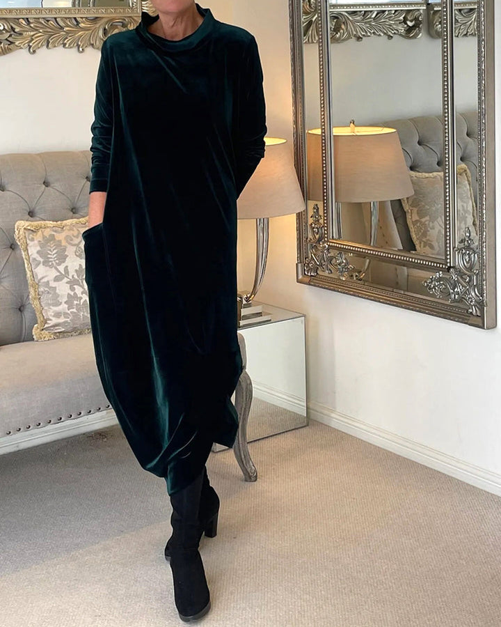 Sienna™ - Elegant Velvet Pocketed Autumn Dress