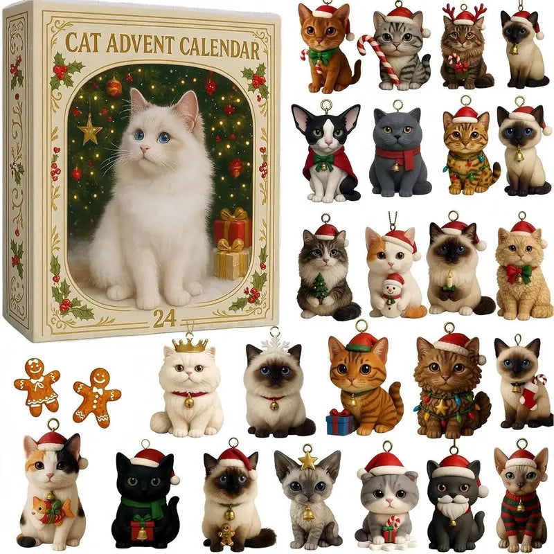 Festive Advent Calendar with 24 Cheerful Cats