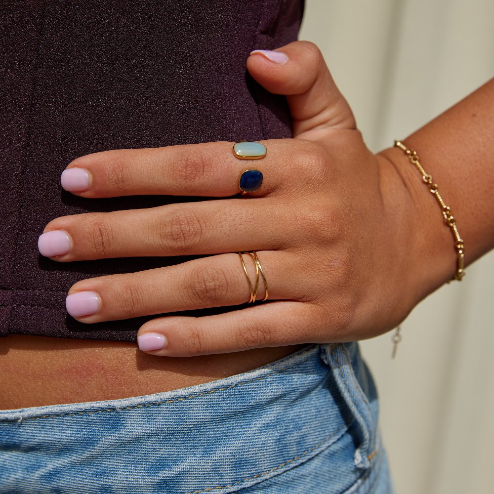 Wrap-around Ring with Aquamarine