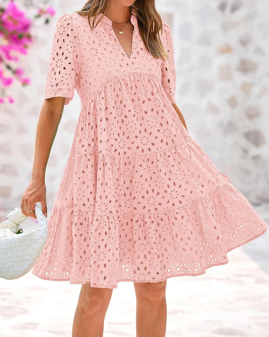 Pink Lace Ruffled Mini