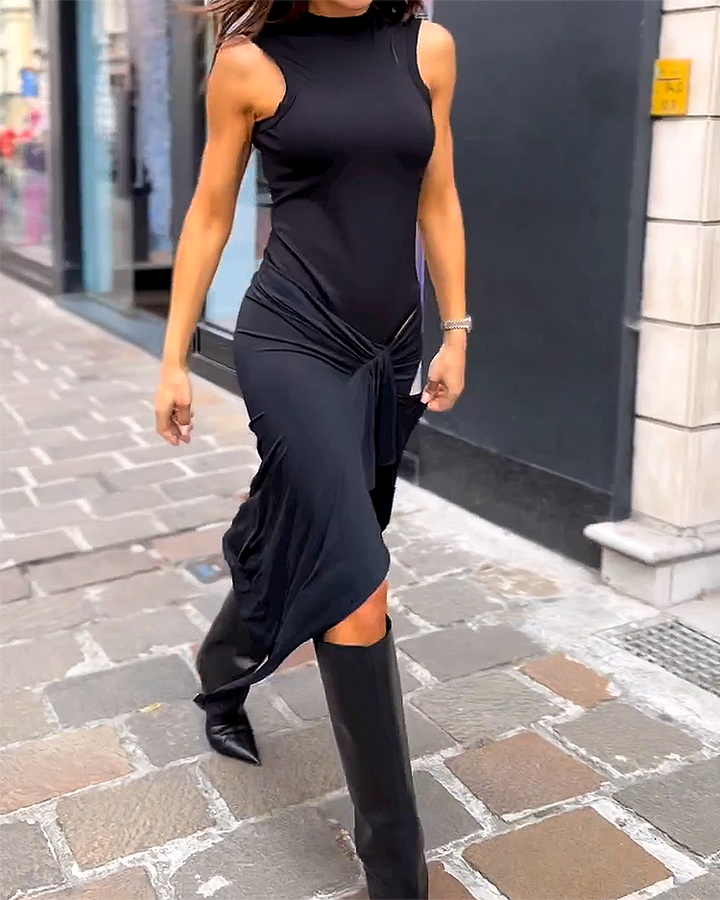 Alessia™ - Sleek Knotted Midi Dress