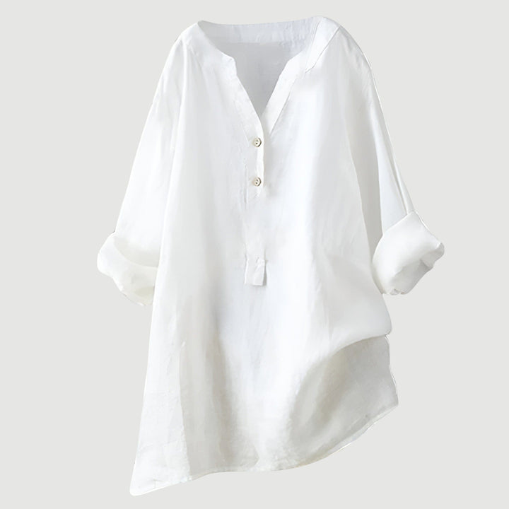 Mira Button-Front Linen Shirt