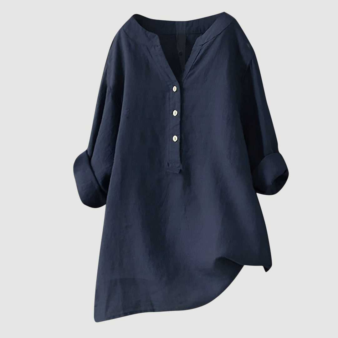 Mira Button-Front Linen Shirt