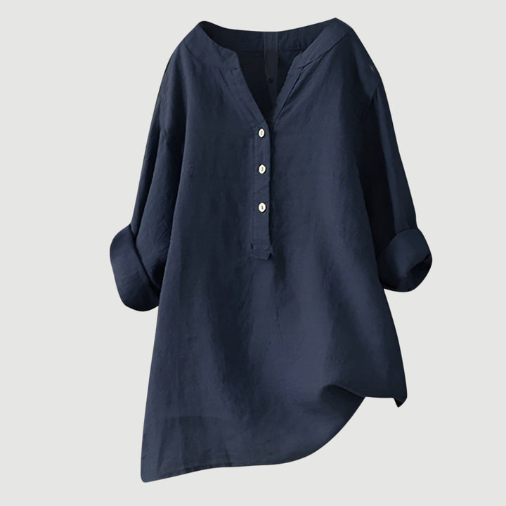 Mira Button-Front Linen Shirt
