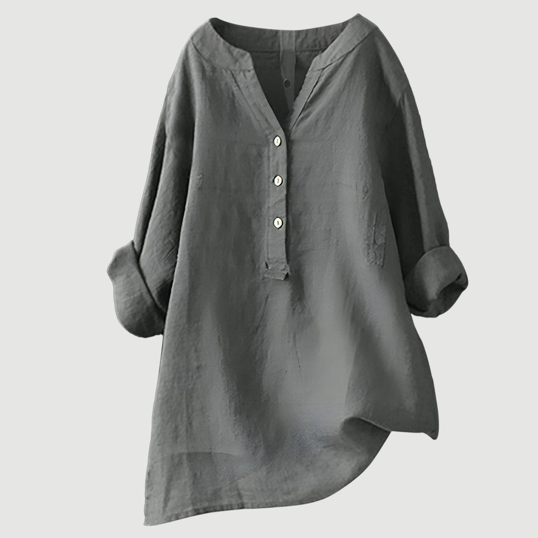 Mira Button-Front Linen Shirt