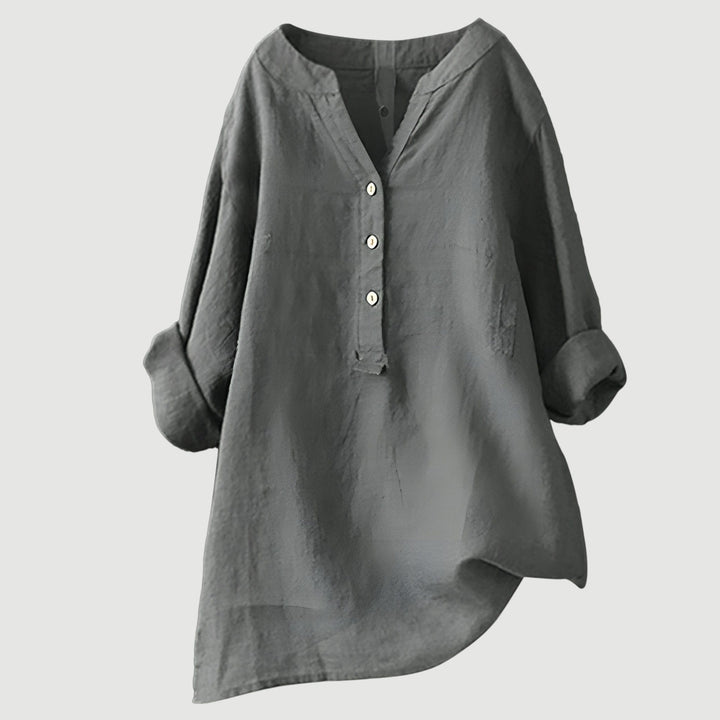 Mira Button-Front Linen Shirt