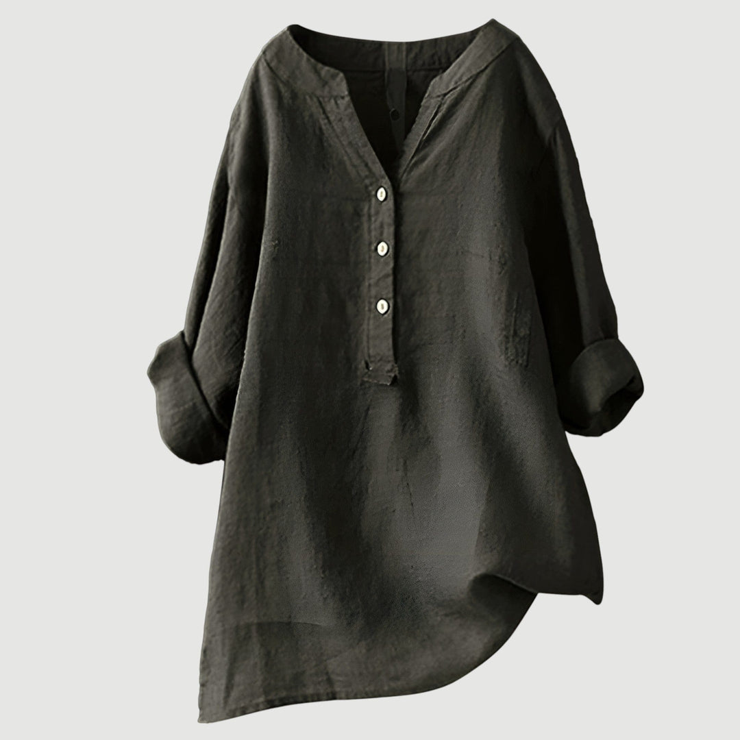 Mira Button-Front Linen Shirt