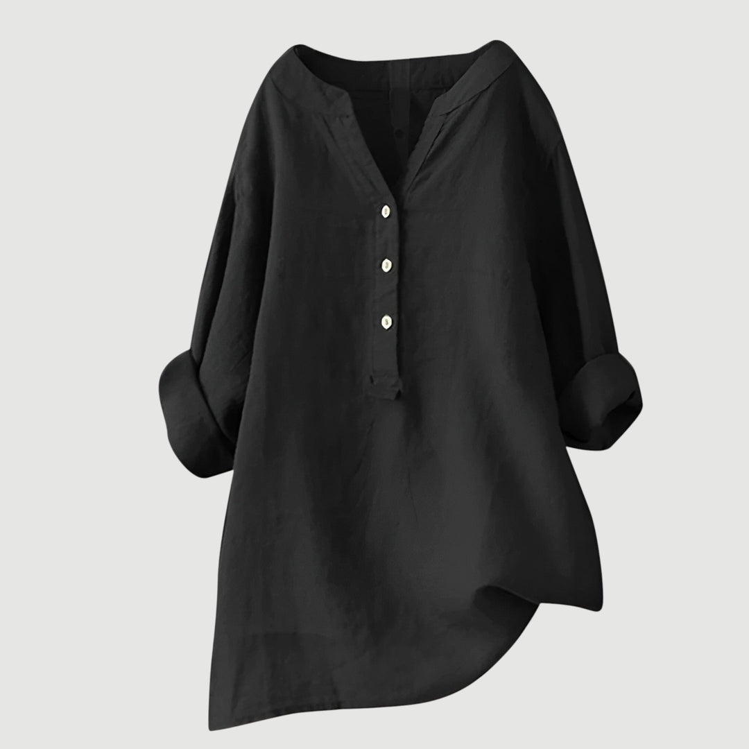 Mira Button-Front Linen Shirt