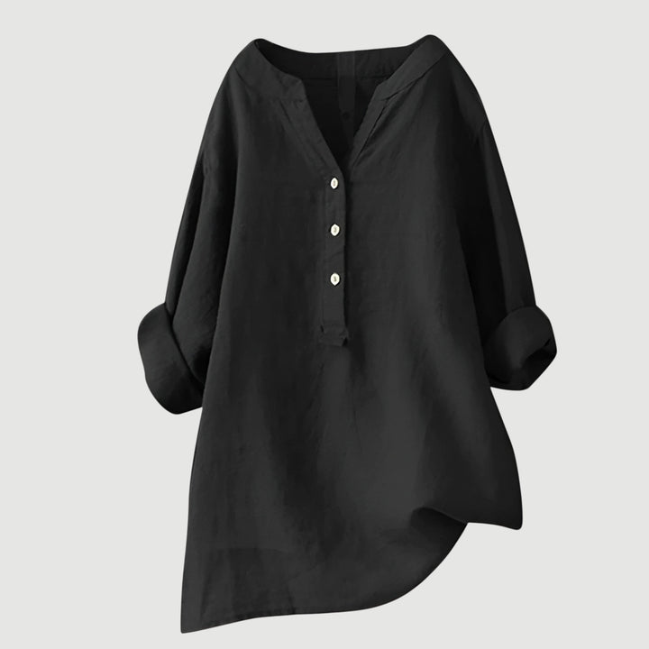 Mira Button-Front Linen Shirt
