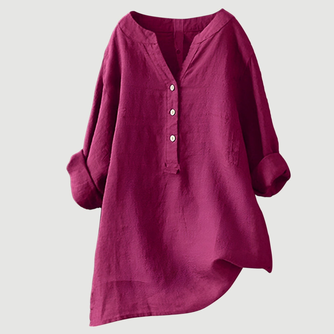 Mira Button-Front Linen Shirt
