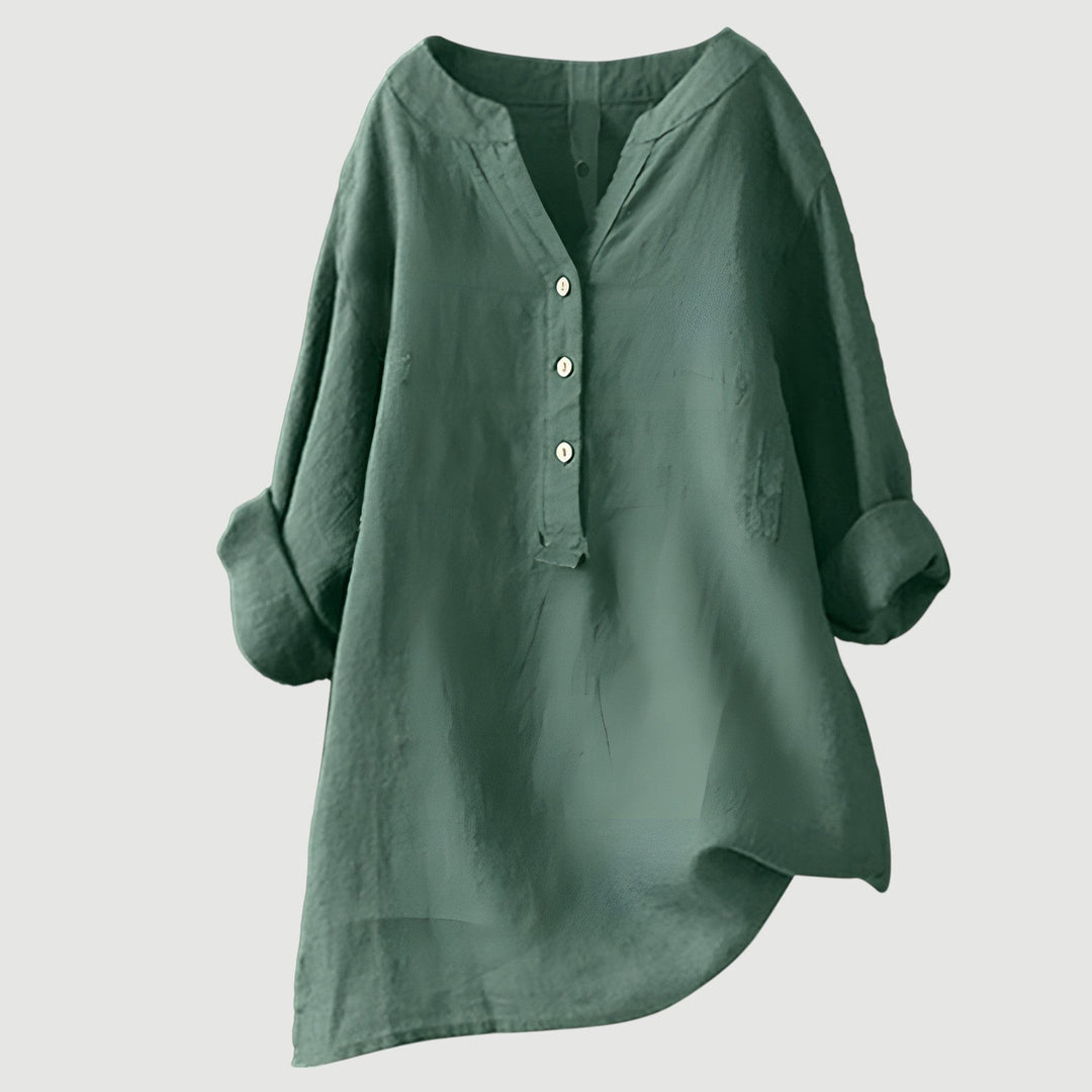 Mira Button-Front Linen Shirt