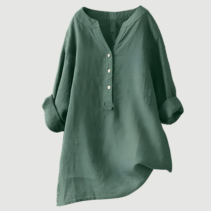 Mira Button-Front Linen Shirt