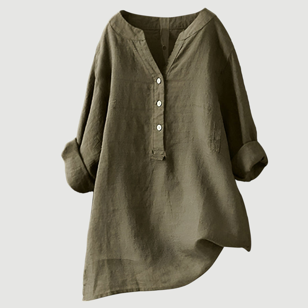 Mira Button-Front Linen Shirt
