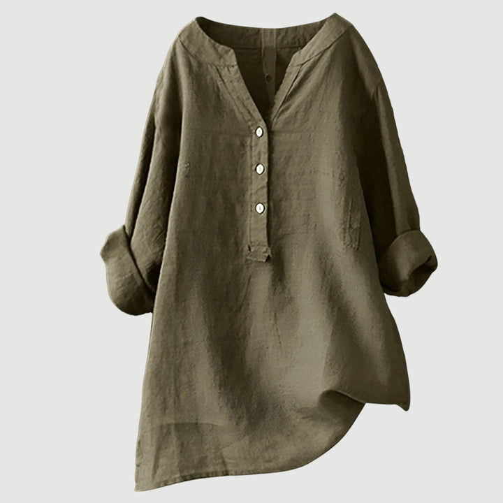 Mira Button-Front Linen Shirt