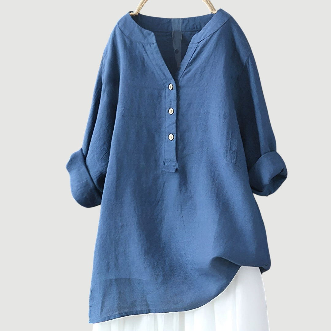 Mira Button-Front Linen Shirt