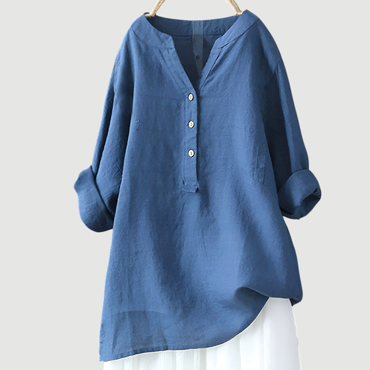 Mira Button-Front Linen Shirt