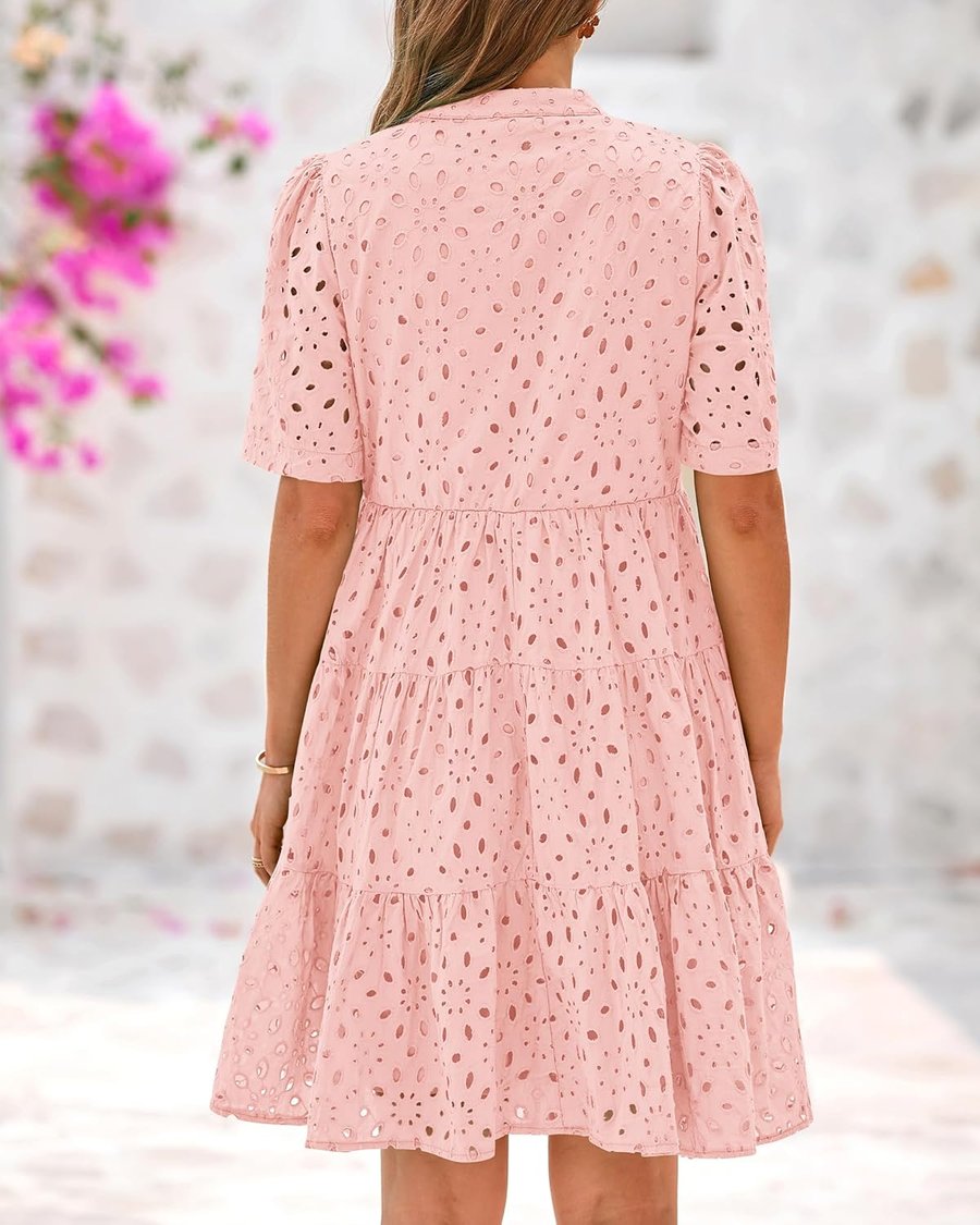 Pink Lace Ruffled Mini