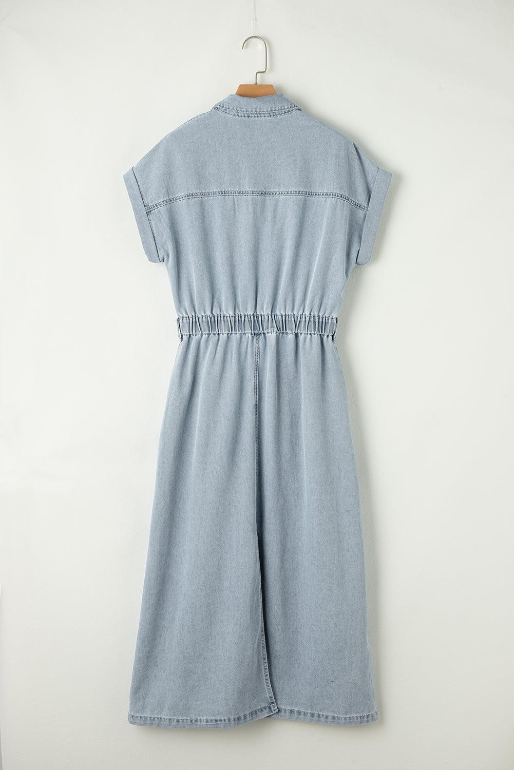 Isobel - Denim Dress with Short Batwing Sleeves