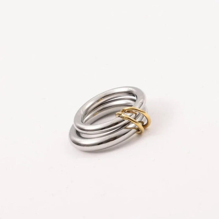 Braided silver ring with vintage gold