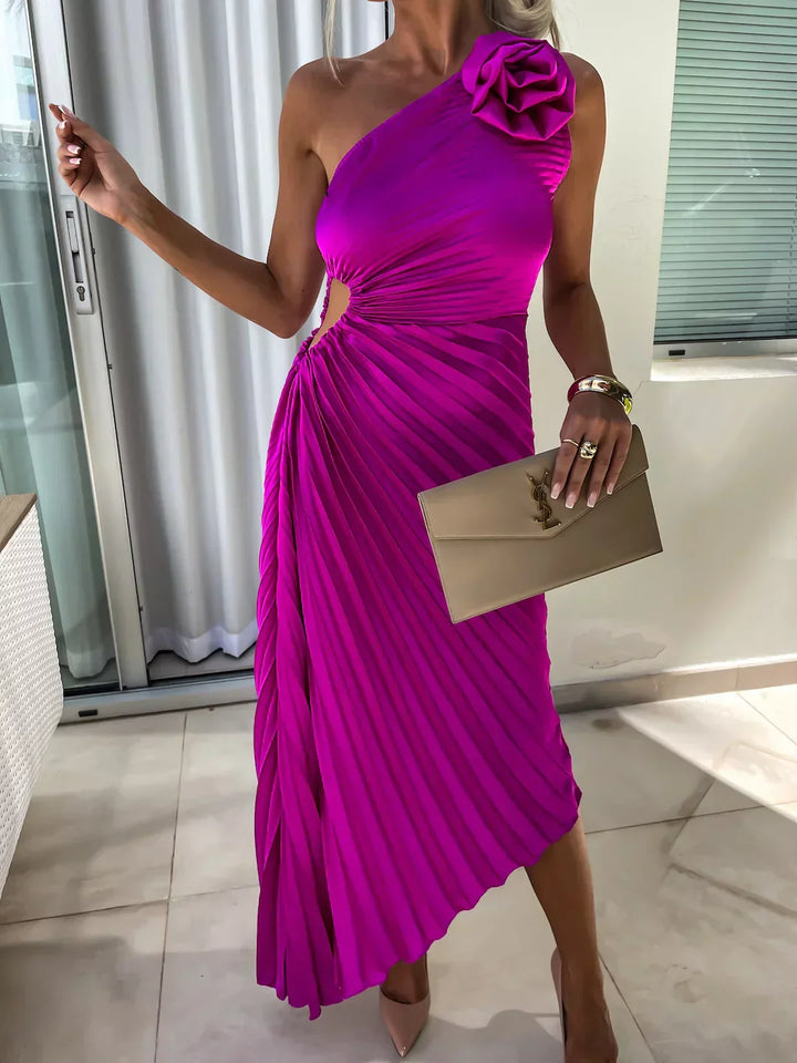 Lizel - Floral Shoulder Pleated