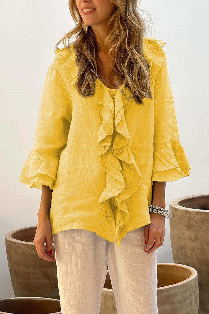 Isabella™ - Ruffled Linen Blouse