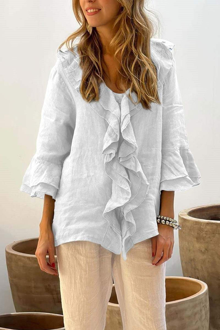 Isabella™ - Ruffled Linen Blouse