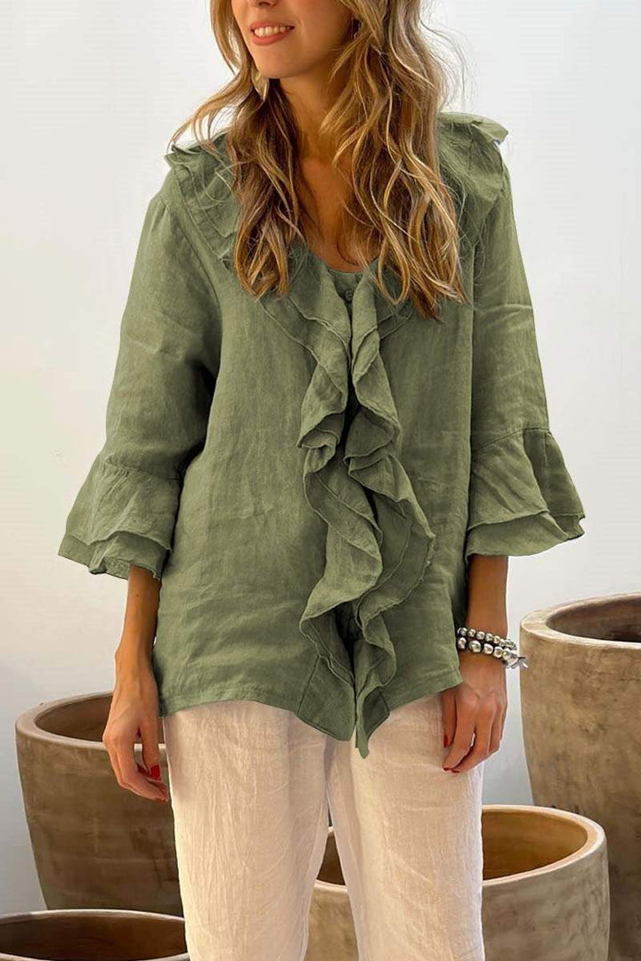 Isabella™ - Ruffled Linen Blouse