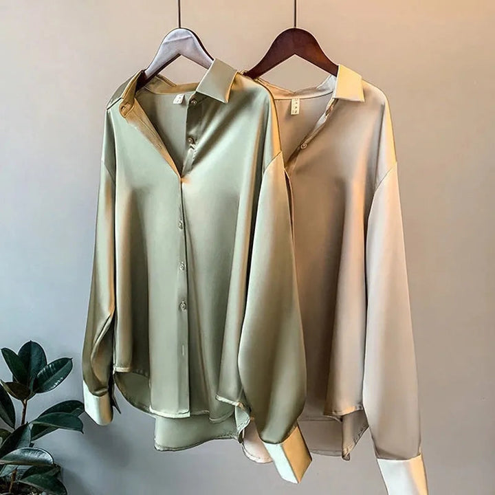 Lily™ | Luxe Satin Button-Down Blouse